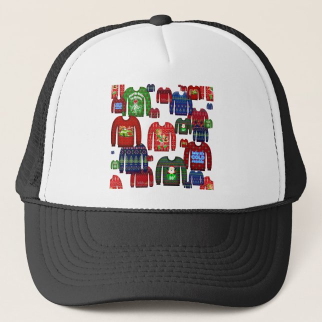 ugly christmas sweaters trucker hat (Front)