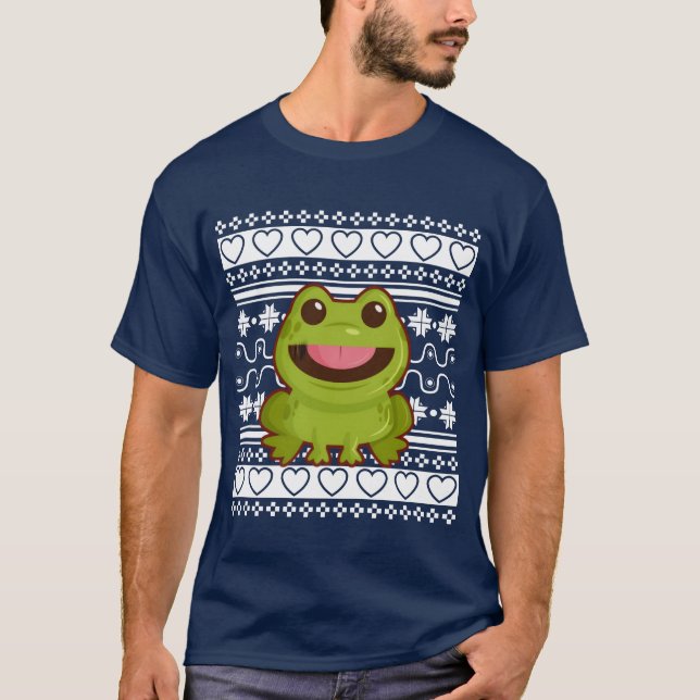 Ugly Christmas Sweatershirt Christmas Frog funny T-Shirt (Front)