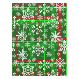 ugly christmas tartan plaid snowflakes tablecloth