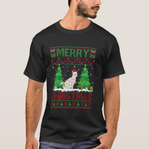 Ugly Christmas Tree Lighting Laser Eyes Cat Ugly X T-Shirt