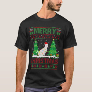 Ugly Christmas Tree Lighting Laser Eyes Cat Ugly X T-Shirt