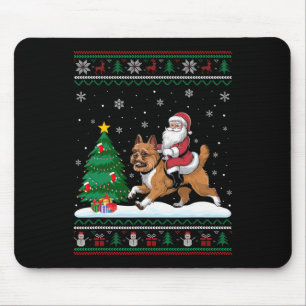 Ugly Christmas Tree Lights Santa Riding Brussels G Mouse Pad