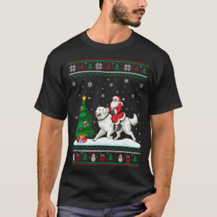 Ugly Christmas Tree Lights Santa Riding Great Pyre T-Shirt