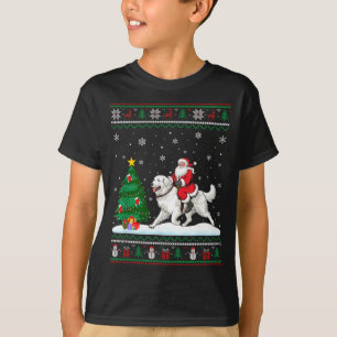 Ugly Christmas Tree Lights Santa Riding Great Pyre T-Shirt