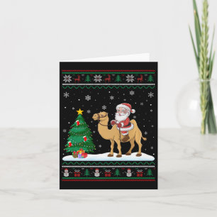 Ugly Christmas Tree Lights Xmas Santa Riding Bactr Card