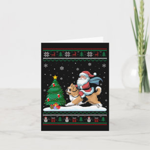 Ugly Christmas Tree Lights Xmas Santa Riding Lhasa Card