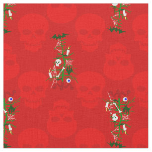 ugly christmas tree skull haunted fabric