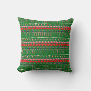 Ugly Christmas Tropical Pink Flamingos on Holiday Throw Pillow