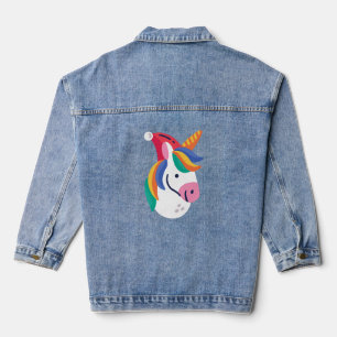 ugly christmas unicorn santa claus denim jacket