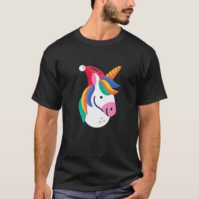 ugly christmas unicorn santa claus fantasy funny x T-Shirt (Front)