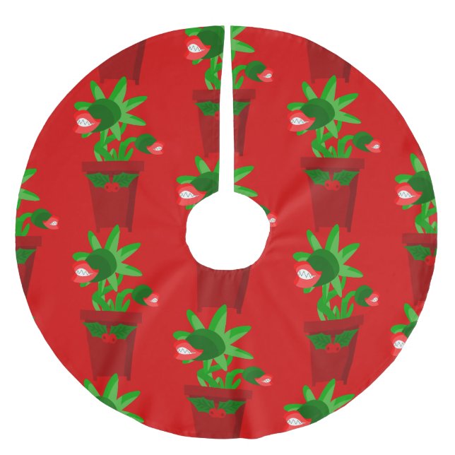 ugly christmas venus flytrap holly brushed polyester tree skirt (Front)