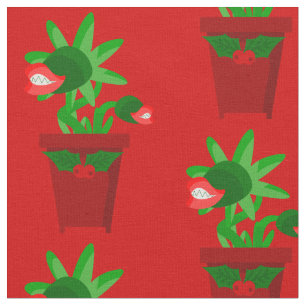 ugly christmas venus flytrap holly fabric