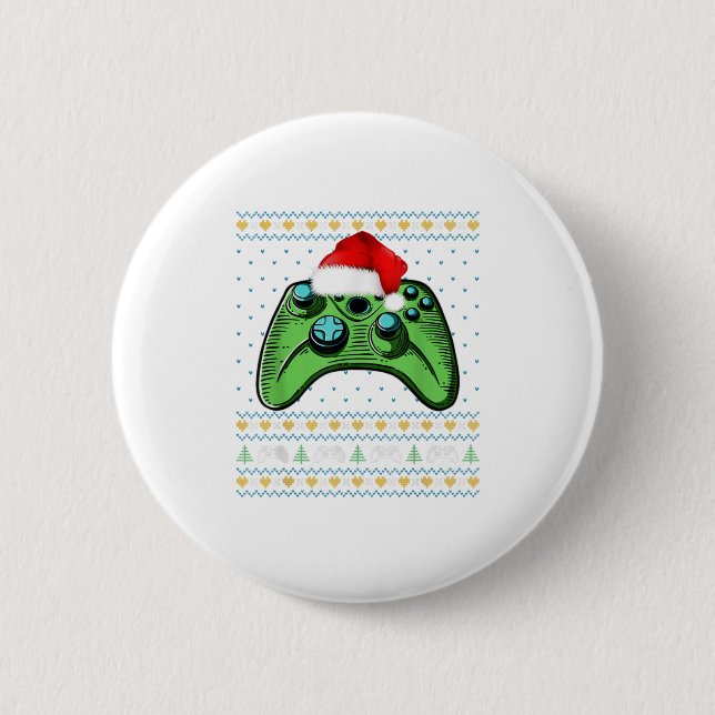 Ugly Christmas Video Game Controller Ch 2 Inch Round Button (Front)