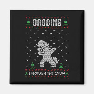 Ugly Christmas Xmas Gift Dabbing Unicorn Magnet