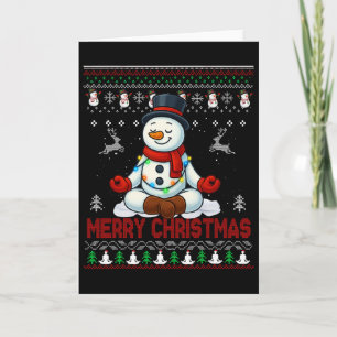 Ugly Christmas Yoga Snowman Tee Cute Santa Men Wom Card