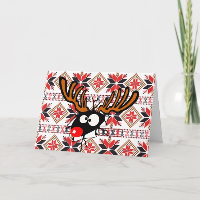 Ugly Chrstmas Sweater Card - Rudolph Reindeer (Front)