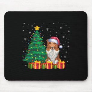 Ugly Collie Santa Hat Christmas Lights Dog Lover X Mouse Pad