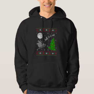 Ugly Corgi Dog Xmas Lighting Tree Santa Riding Cor Hoodie