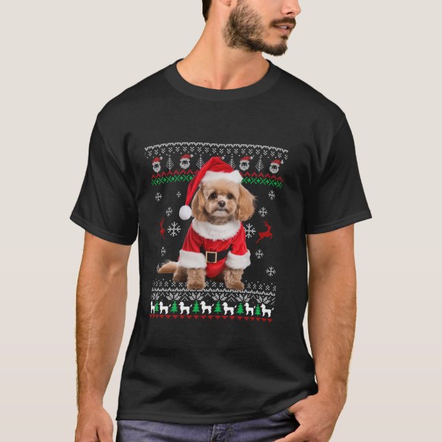 Ugly Cute Poodle Santa Hat Christmas Pajama Tree X T-Shirt (Front)