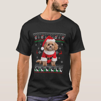 Ugly Cute Poodle Santa Hat Christmas Tree Xmas Dog T-Shirt