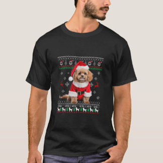 Ugly Cute Poodle Santa Hat Christmas Tree Xmas Dog T-Shirt