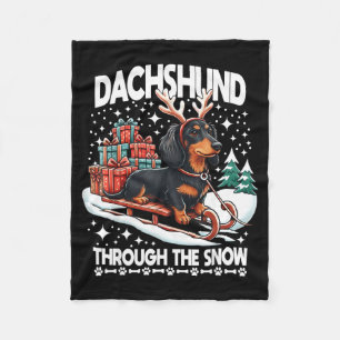 Ugly Dachshund Christmasthrough The Snow Gift Chri Fleece Blanket