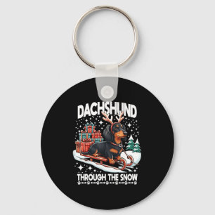 Ugly Dachshund Christmasthrough The Snow Gift Chri Keychain