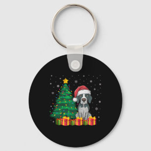 Ugly English Pointer Santa Hat Christmas Lights Do Keychain