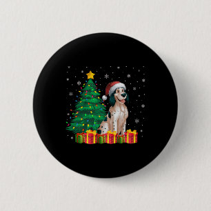 Ugly English Setter Santa Hat Christmas Lights Dog 2 Inch Round Button