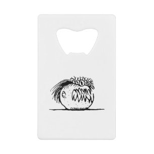 Ugly fantasy monster drawing credit card bottle opener