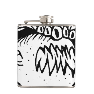 Ugly fantasy monster drawing hip flask