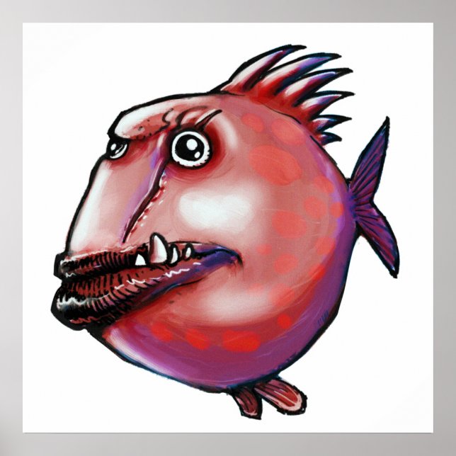 ugly fish cartoon style illustration poster (Front)