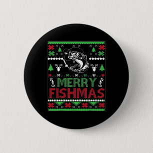 Ugly Fishing Christmas B Fish Apparel 2 Inch Round Button