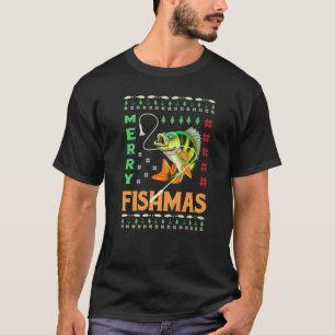 Ugly Fishing Christmas Bass Fish Merry Fishmas T-Shirt