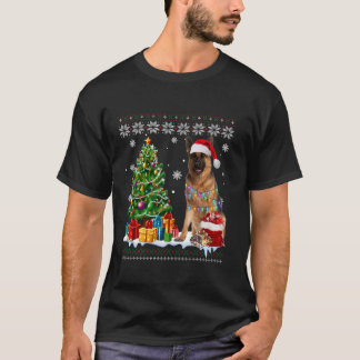 Ugly German Shepherd Dog Santa Hat Christmas Tree  T-Shirt