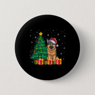 Ugly German Shepherd Santa Hat Christmas Lights Do 2 Inch Round Button
