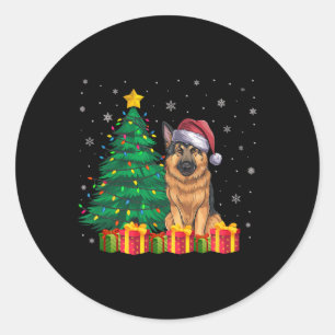Ugly German Shepherd Santa Hat Christmas Lights Do Classic Round Sticker