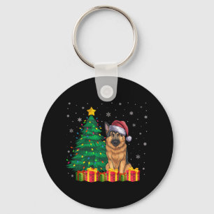 Ugly German Shepherd Santa Hat Christmas Lights Do Keychain