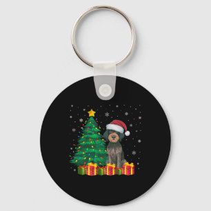 Ugly German Wirehaired Pointer Santa Hat Christmas Keychain