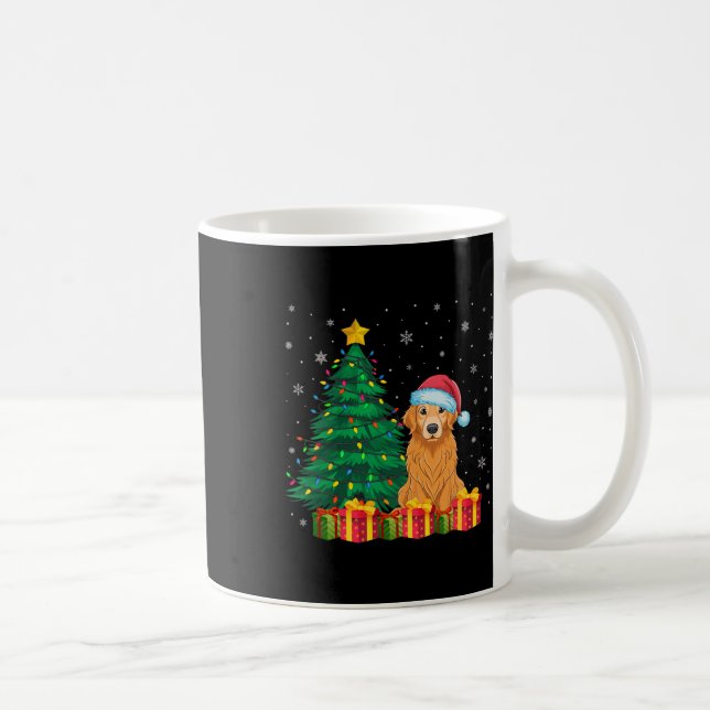 Ugly Golden Retriever Santa Hat Christmas Lights D Coffee Mug (Right)