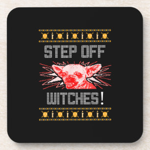 Ugly Halloween Sweater Chihuahua Step Off Witches Coaster