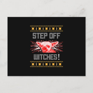 Ugly Halloween Sweater Chihuahua Step Off Witches Holiday Postcard