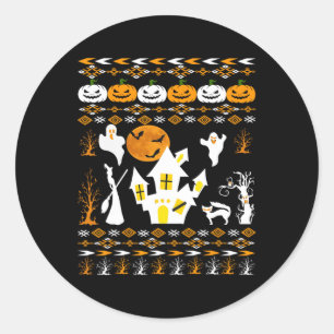 Ugly Halloween Veterinarian Animals Cats Owl Merry Classic Round Sticker