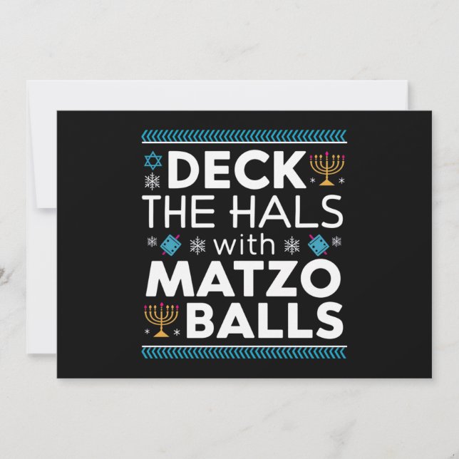 Ugly Hanukkah Deck Hall With Matzo Ball Chanukah  Invitation (Front)