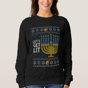 Ugly Hanukkah Sweater Lets Get Lit Drinking