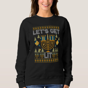 Ugly Hanukkah Sweater Let's Get Lit Drinking