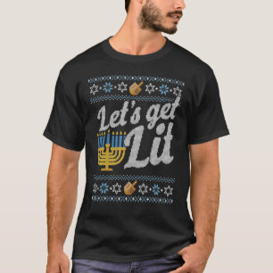 Ugly Hanukkah Sweater Lets Get Lit Menorah