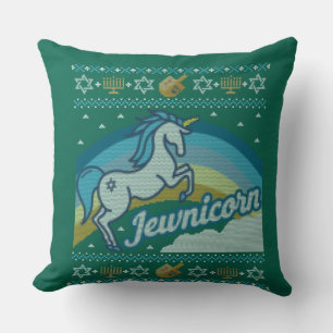 Ugly Hanukkah Unicorn Jewnicorn Throw Pillow