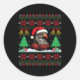 Ugly Hawk Santa Hat Xmas Tree Hawk Christmas Classic Round Sticker