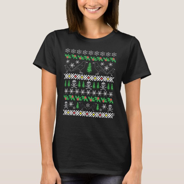 Ugly Holiday Christmas Ravens T-Shirt (Front)
